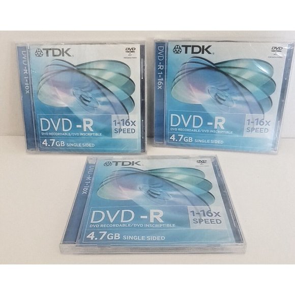 TDK DVD-R 4.7 Gb Lot of 3  16X Blank DVD Media  Lot of 3 - Picture 1 of 5